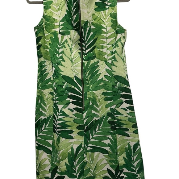 Julian Taylor New York Green Leaf Print Sleeveless Dress Size 6 - Picture 8 of 12